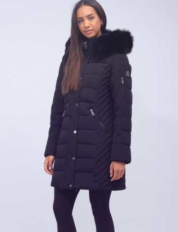 Rina Cire Coat with Detachable Genuine Fur Trim Hood by Sokos