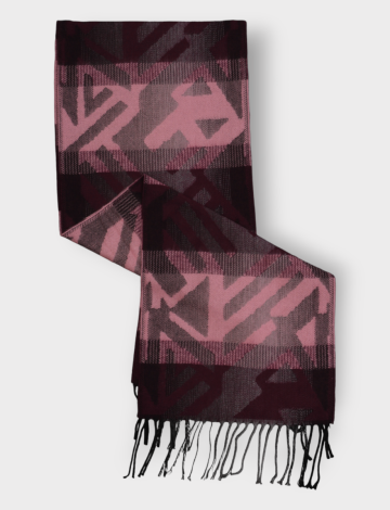 Luxurious Italian Geometric Jacquard Scarf With Fringed Hem by Froccella