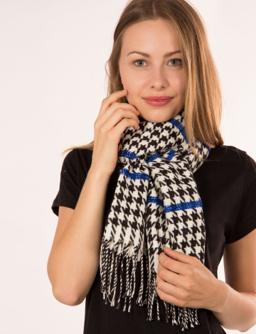 Houndstooth scarf with chenille detail by Froccella