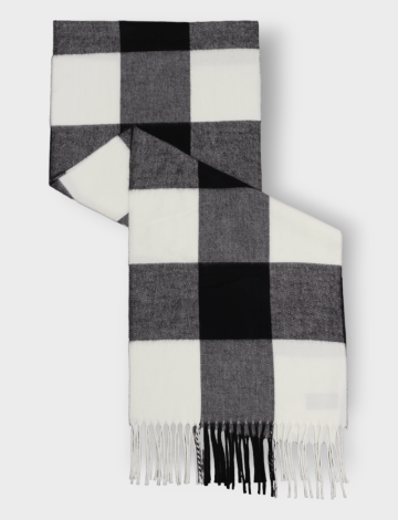 Italian 2-tone fringed plaid scarf by Froccella