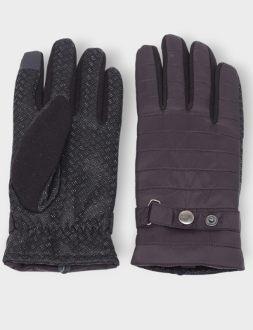 Men's Touch Screen Friendly Quilted Gloves with Button Adjustable Cuff by Nicci