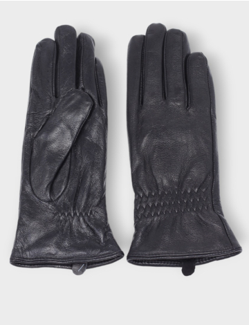 Elegant Black Sleek Genuine Leather Touchscreen Gloves by Nicci