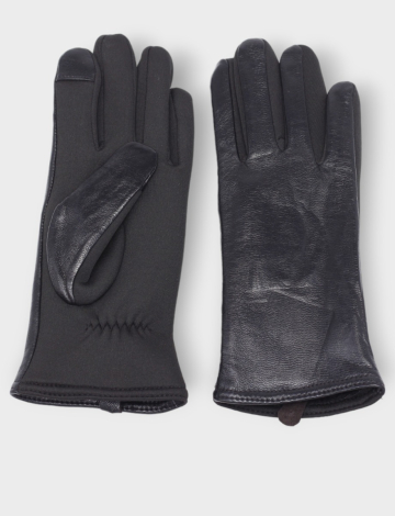versatile classic black leather gloves with touchscreen fingertips by Nicci
