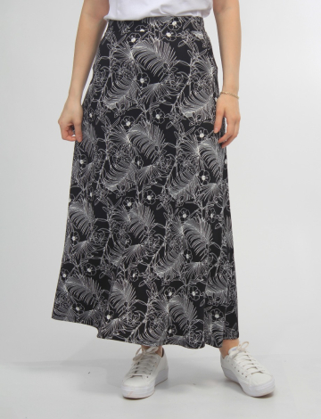 Straight Maxi Skirt with Floral Outline Print by VAMP