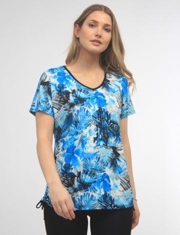 Printed Gathered Sides Top By VAMP