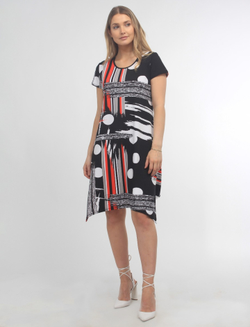 Printed Abstract Asymmetrical Short Sleeve Dress by VAMP