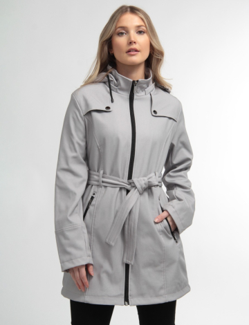 Belted Softshell Jacket Adjustable Hood  by Saki