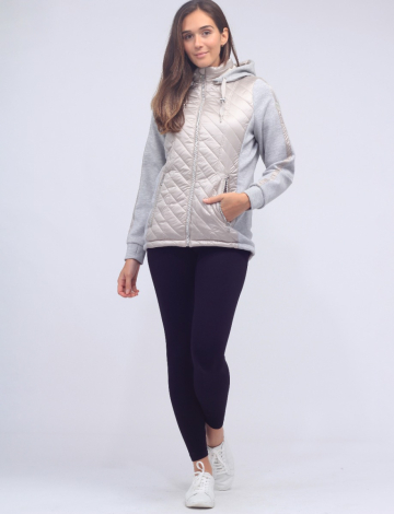 Julia Polyloft Hybrid Knit Sleeve Hooded Quilted Puffer by Saki Sport