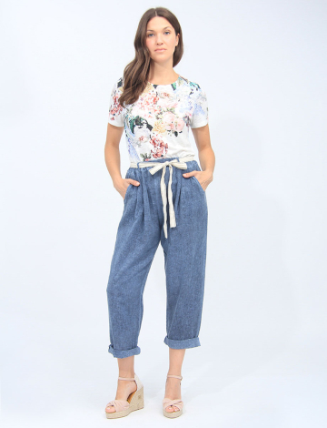 Chic Linen Blend Solid Belted Pants with Front Pockets By Froccella