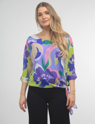 Floral Blouse with Side Tie by Froccella