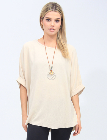 Chic Short Sleeve Blouse with Necklace by Froccella