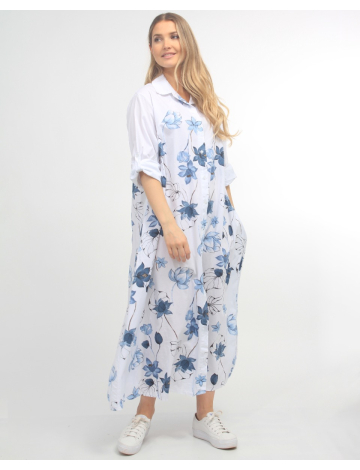 Button-Down Floral Shirt Dress with Pockets From Froccella