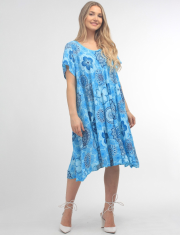 Short Sleeve Dress with Floral and Mandala Print by Froccella