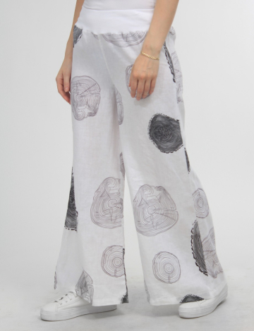 Wide-Leg Pull-on Linen Pant printed with Large Circles by Azucar