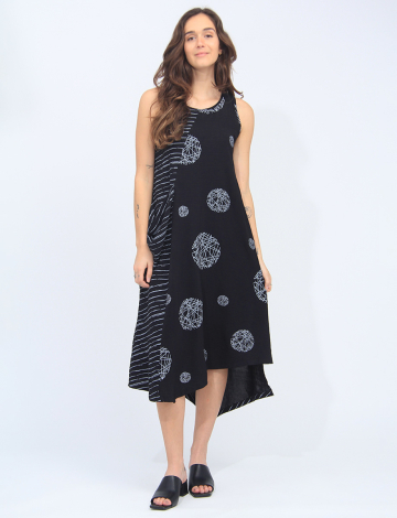 Sleeveless Asymmetrical Dress with Patchwork Design by Fashion Concepts
