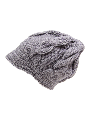 Cable knit tuque with visor