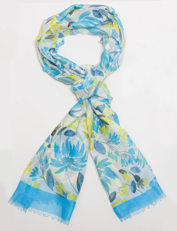 Elegant Multicolor Floral Patterned Versatile Sheer Oblong Scarf Shawl Wrap