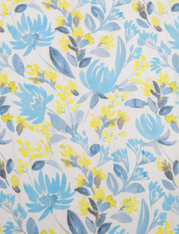 Elegant Multicolor Floral Patterned Versatile Sheer Oblong Scarf Shawl Wrap (646-SM5523 2350520 One Size BLUE)