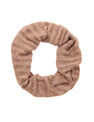 Cable-knit infinity scarf with woven lurex