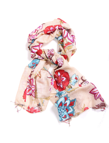 Multi-colored flower printed scarf