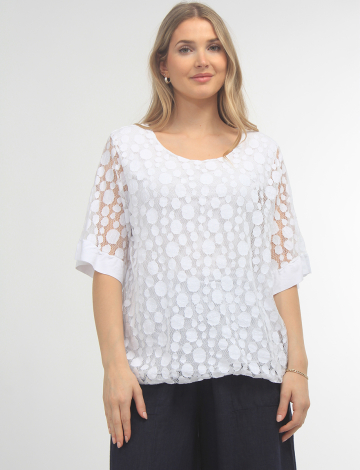 Pointelle Polka Dot Top By Froccella