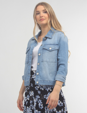 Cropped Light Wash Denim Jacket by Baccini