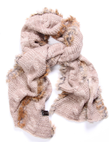 Solid knit infinity scarf with genuine fur by Oxygen