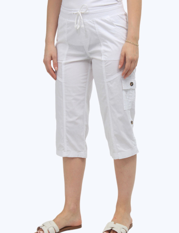 Suzanne Cargo Capris With Button for Adjustable Length by Dash Clothing