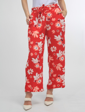 Straight Leg Printed Pant with Belt by Dash Clothing
