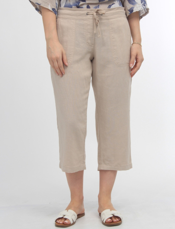 Briana Linen Capris With Pockets And Adjustable Drawstring By Dash Clothing
