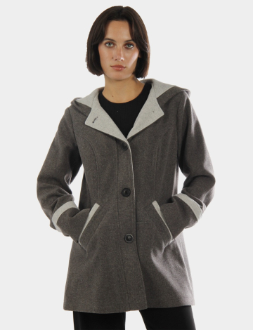 Wool coat with hood by details