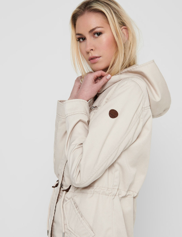 Recycled Cotton Blend Versatile Hooded Parka by ONLY