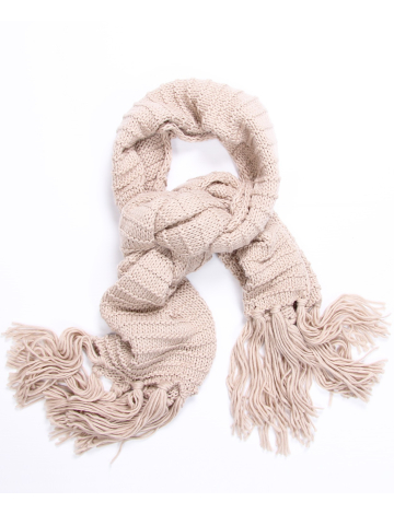 Solid knit blanket scarf with fringe ends by Only