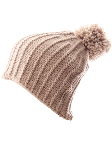 Solid knit hat with pompom by Only