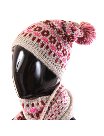 Printed knit hat with pompom by Belgo Lux