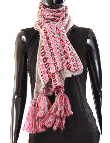 Printed knit scarf with tassels by Belgo Lux