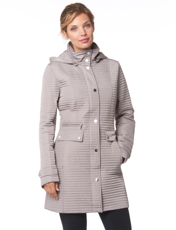 Quilted coat with detachable hood by Froccella
