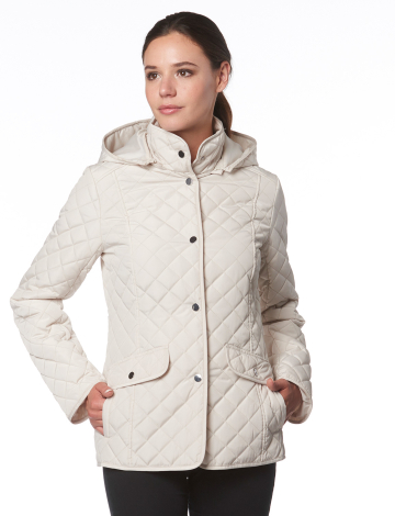 Quilted coat with detachable hood by Froccella