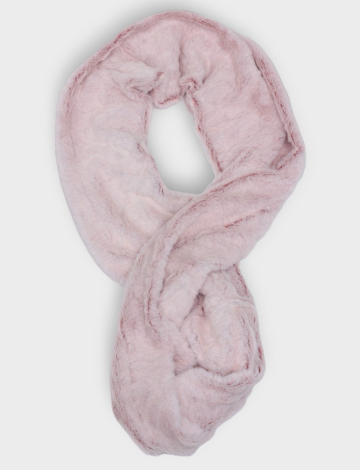 Infinity Fluffy fur scarf with a tone-on-tone floral design by Saki.