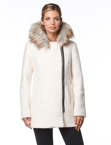 Wool boucle coat with hood by Marcona