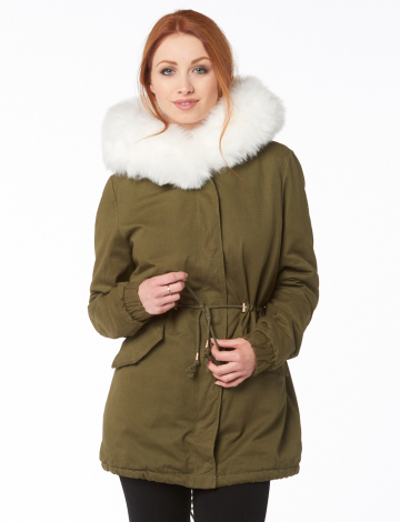 Fabulous cotton anorak with striking faux fur lining and collar
