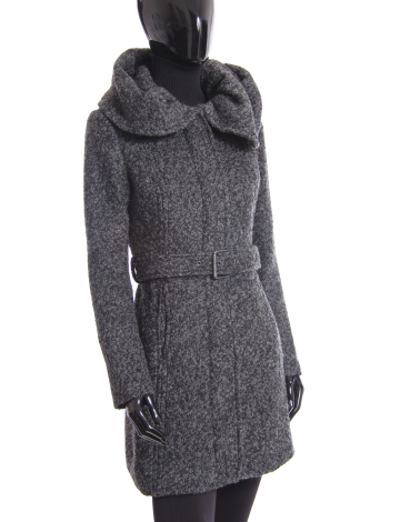 Belted single-breasted boucle coat by Mo-ka