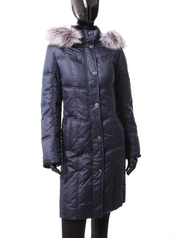 Downfill 50/50 jacket with faux finn raccoon fur hood trim