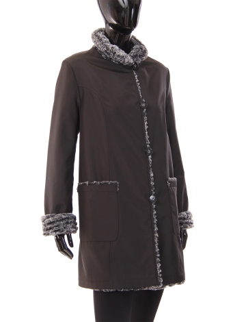 Irridescent reversable faux fur coat by Novelti