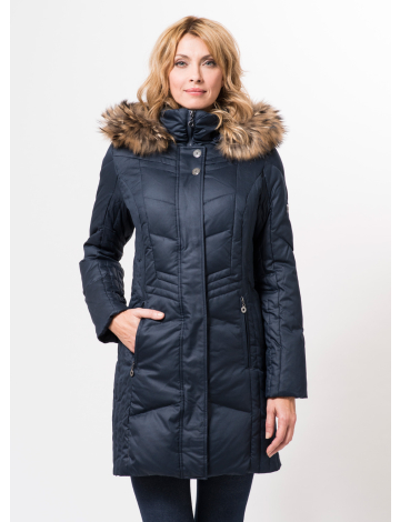 Quilted down coat with genuine fur hood trim by Novelti