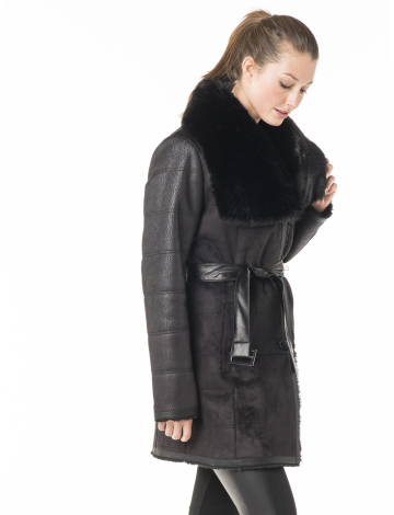 Faux shearling belted jacket by Nuage
