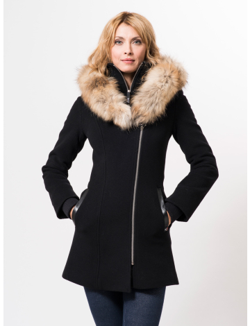 ¾ length asymmetrical zip Wool coat by SICILY CLOTHING INTERNATIONAL