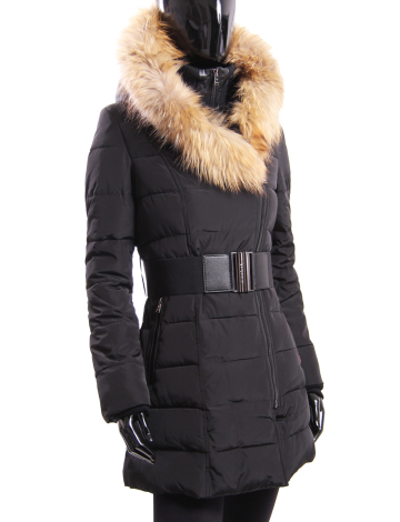 Matte cire belted coat with fur trim by Sicily
