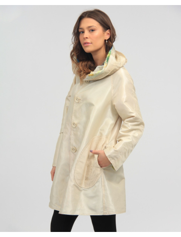 Reversible Button Front Metallic Hooded Raincoat by UbU
