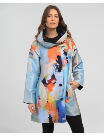 Reversible Button Front Double Sided Print Raincoat by UbU